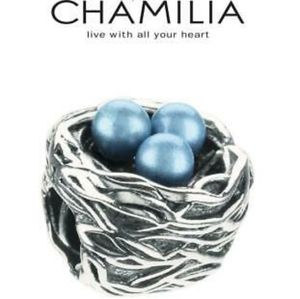 Genuine CHAMILIA 925 sterling silver BIRDS NEST charm bead, spring easter